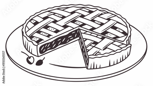 Delicious homemade pie with lattice crust on plate