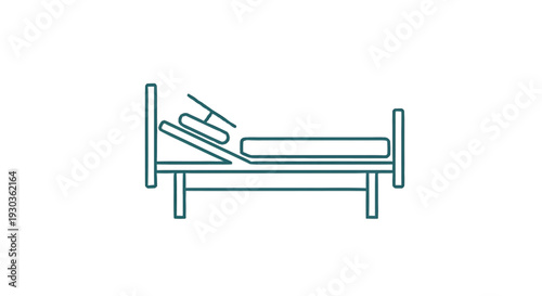 Adjustable Hospital Bed with Headrest and Mattress Outline.