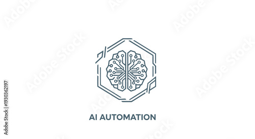 AI Automation Brain Hexagon Logo Concept.