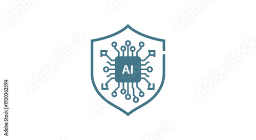 AI chip inside a shield symbolizing artificial intelligence security.