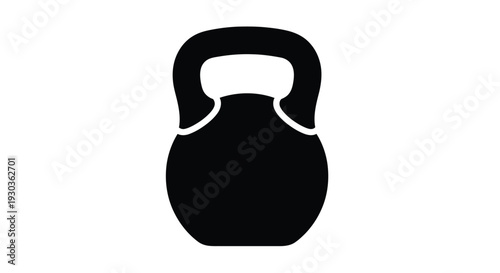 A simple black silhouette of a kettlebell a weight used for exercise