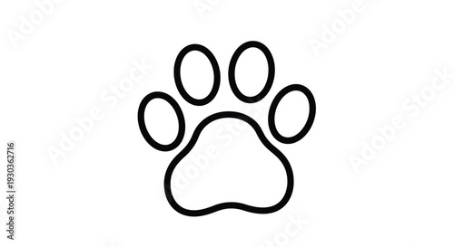 Simple black outline of a paw print on a white background