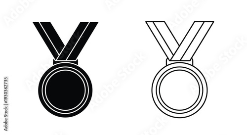 Black and white illustrations of two medal designs front view
