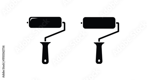 Two black paint rollers displayed on a white background