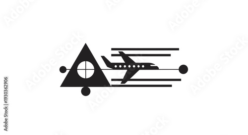 Airplane in focus with targeting reticle and motion lines.