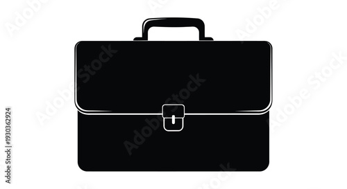 A simple black silhouette of a closed briefcase with a handle
