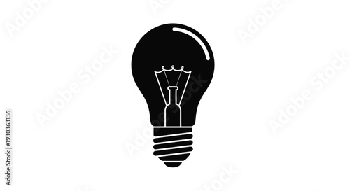Simple black and white illustration of a traditional light bulb