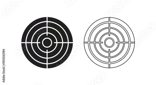 Two target symbols one solid black one outlined in white