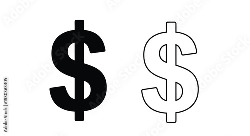 Two dollar signs one black one white outlined side by side
