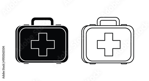 Two first aid kit icons filled and outlined versions displayed