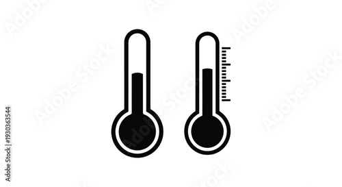 Two black thermometers with differing mercury levels indicating temperature