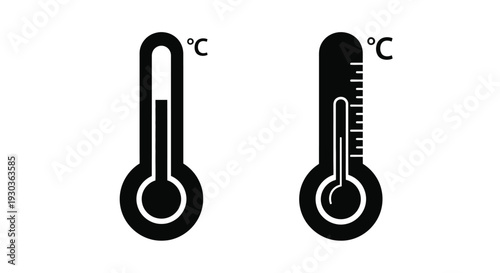 Two black thermometers displaying differing temperature readings in celsius