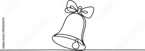 Christmas bell one line art vector illustration.one line vector illustration with out Background