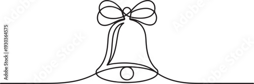 Christmas bell one line art vector illustration.one line vector illustration with out Background
