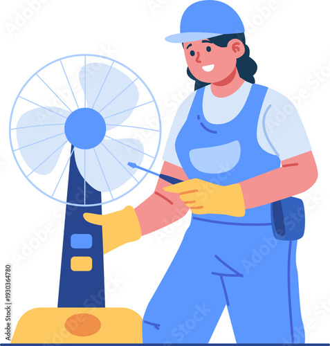 fan technician character illustration