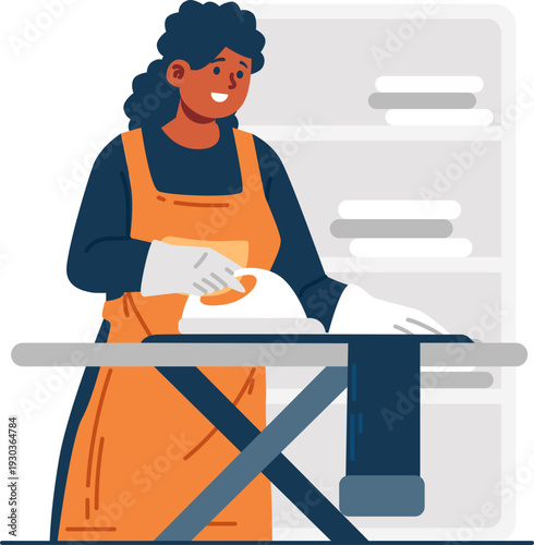 ironing technician character illustration