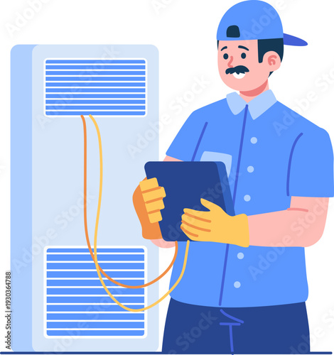 mainframe technician character illustration
