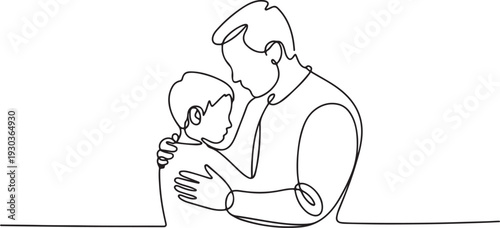 Fathers day line art style vector illustration, father and son line art.one line vector illustration with out Background