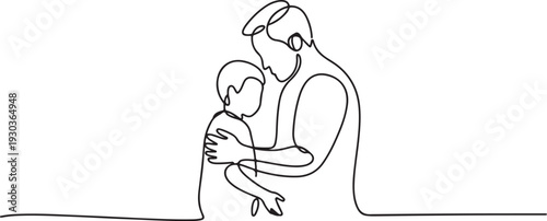 Fathers day line art style vector illustration, father and son line art.one line vector illustration with out Background