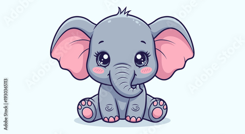 Cute Baby Elephant Cartoon – Adorable Animal Character Vector Illustration