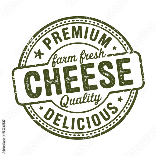 Premium farm fresh cheese quality delicious food label stamp