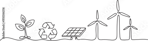 Continuous one line drawing sustainable business concept.one line vector illustration with out Background