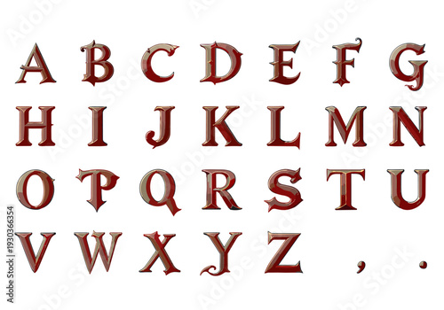 Metallic Gothic Capital Letters and Symbols Set
