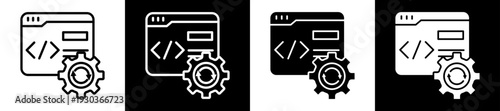 Web Development Icon In Flat Version On Black And White Background