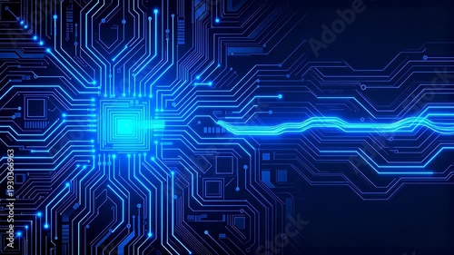 Blue glowing circuit board design