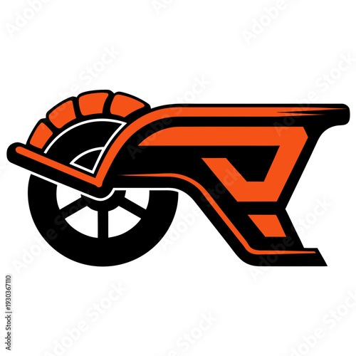 A futuristic orange and black unicycle with a sleek design