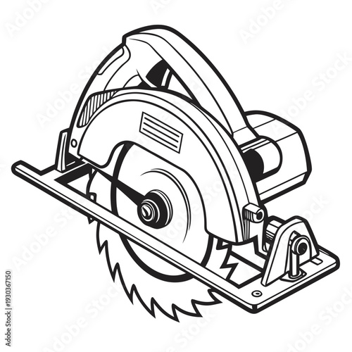 A circular saw on a white background