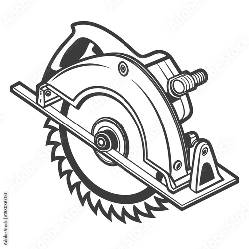 A circular saw with a serrated blade and guard