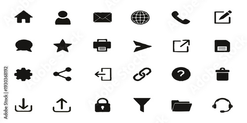 A vector illustration set of black wedding icons and symbols for website design and communication
