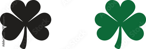 Four Leaf Clover Silhouette Icon – Lucky Shamrock Symbol Minimal Black Flat Design Isolated on White