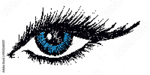Pixel symbol of a female blue eye.