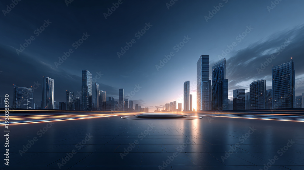 Fototapeta premium technology background of city skyscrapers on a circuit board