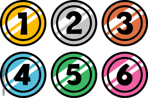 ランキングのメダルのセット。金、銀、銅。（Medals golden silver bronze ranking award 1st, 2rd, 3rd place）
