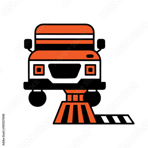 A cartoon car on a car lift in an auto repair shop