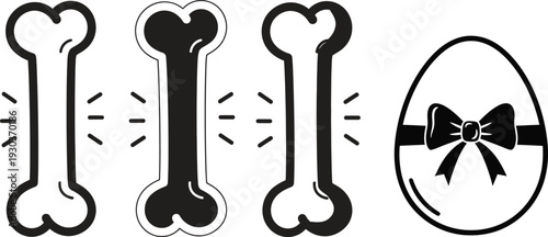 Black and white dog bone and bow tie graphics