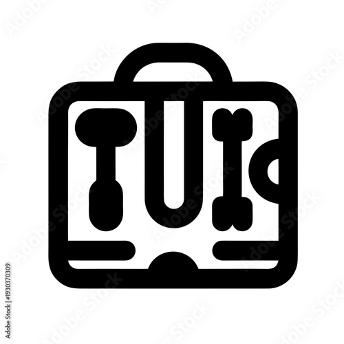 A black and white icon of a briefcase with tools