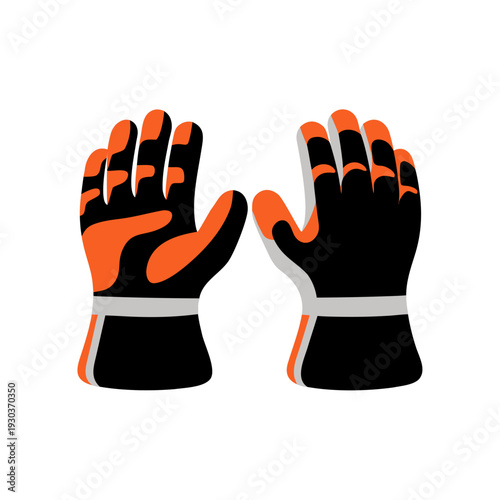 A pair of black and orange work gloves