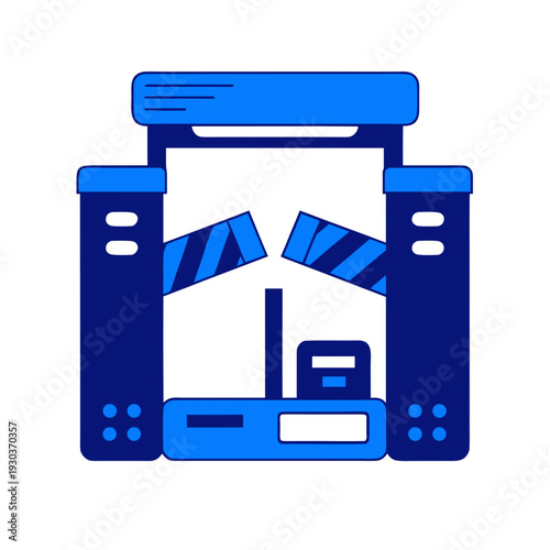 A blue icon of a 3d printer with a white background
