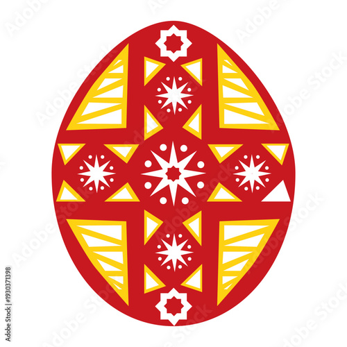 Decorated Easter Egg icon with colorful folk geometric ornaments