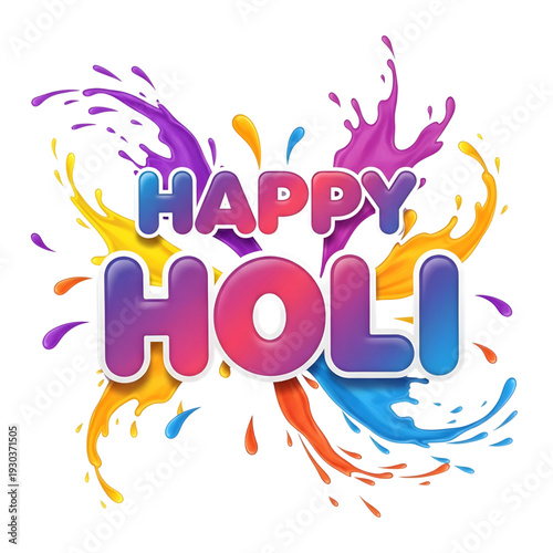 Vibrant Holi celebration with colorful paint splashes