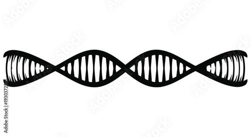 Abstract black and white illustration of a DNA helix, representing genetics and science