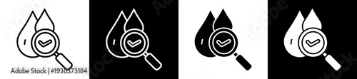 Water Quality Icon In Flat Version On Black And White Background