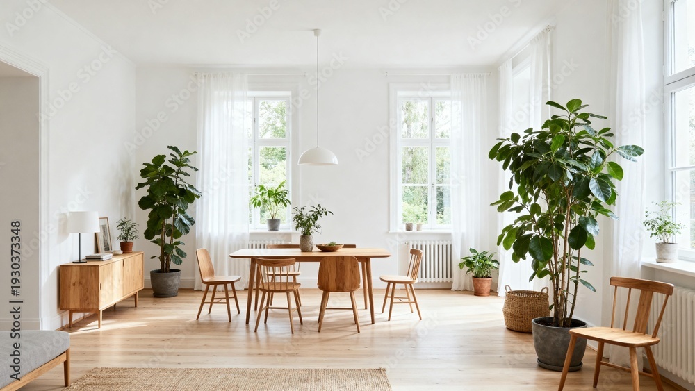 Fototapeta premium Modern dining room with plants