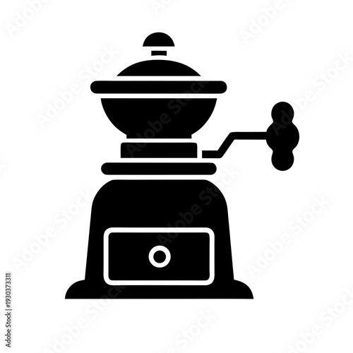 Flat solid black coffee grinder silhouette