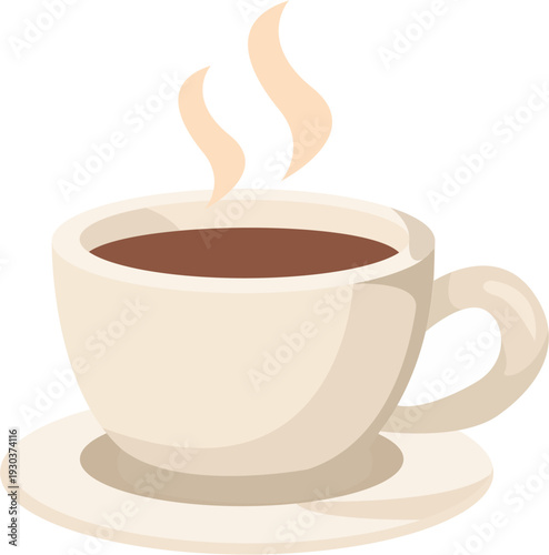 Hot Coffee Cup Flat Illustration with Steam