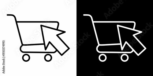 Online Shopping White Icon Set Design